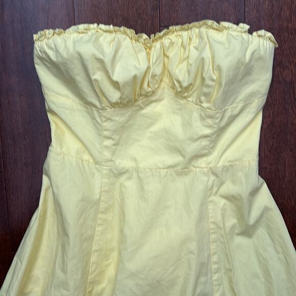 Commense Midi Bustier Strapless Yellow Dress with Front Slit, Size XS - Picture 8 of 16